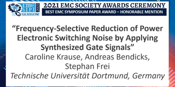 Urkunde Best EMC Symposium Paper Award in honorable mention der EMC + SIPI 2021