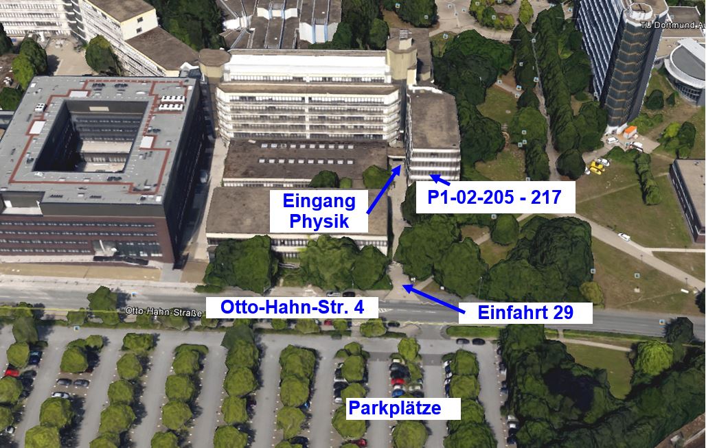 Google Maps Ansicht des Physik Gebäudes P1